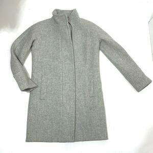 J Crew Gray Stadium Cloth Wool Cocoon Zippered Coat 00